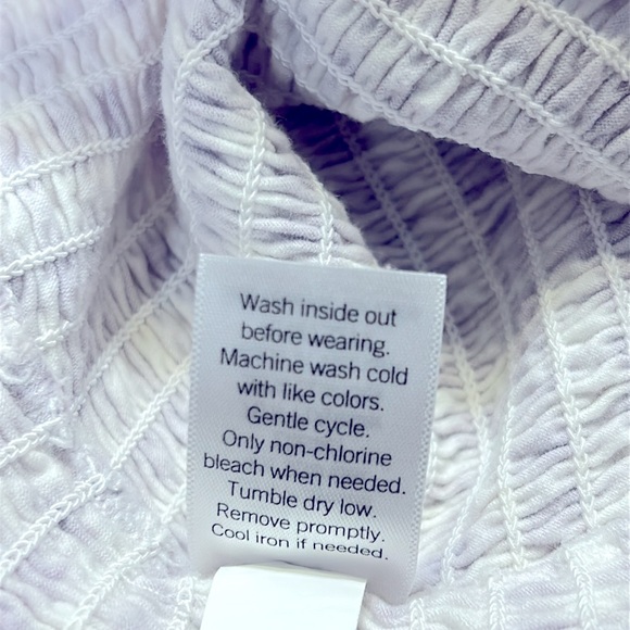 Lavender & White Gingham Print Ruffled Hem High-Neck Racerback Smocked Gauze Top - Picture 10 of 10